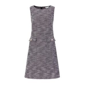 Sleeveless Tweed Boat Neck Work Office Sheath Dresses Pink Black